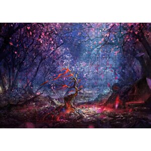 Fantazi Sanat Ağaçlar Ve Nehir Görseli Puzzle Yapboz Mdf Ahşap 255 Parça