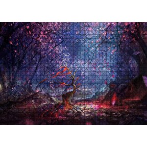 Fantazi Sanat Ağaçlar Ve Nehir Görseli Puzzle Yapboz Mdf Ahşap 1000 Parça