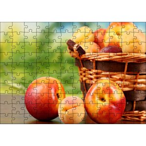 Sepette Kayısı Ve Nektarinler Flu Arka Plan Puzzle Yapboz Mdf Ahşap 120 Parça