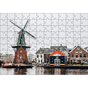 Hollanda Yeldeğirmeni Ve Şirin Kasaba Puzzle Yapboz Mdf Ahşap 120 Parça