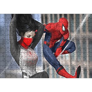 Örümcek Adam Ve İpek Görseli Puzzle Yapboz Mdf Ahşap 255 Parça