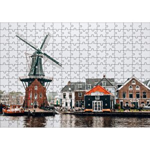 Hollanda Yeldeğirmeni Ve Şirin Kasaba Puzzle Yapboz Mdf Ahşap 255 Parça