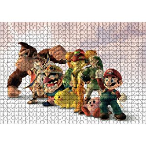 Bilgisayar Ve Atari Oyun Karakterleri Bulutlu Arka Plan Puzzle Yapboz Mdf Ahşap 1000 Parça