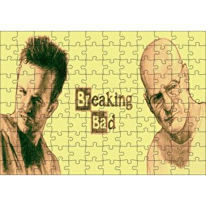 Breaking Bad Walter Ve Jesse Sarı Arka Plan Puzzle Yapboz Mdf Ahşap 120 Parça