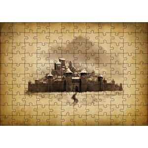 Cakapuzzle Kara Kalem Sanatı Şato Görseli Puzzle Yapboz Mdf Ahşap