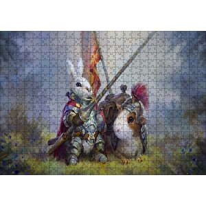 Animasyon Tavşan Şovalye Görseli Puzzle Yapboz Mdf Ahşap 500 Parça