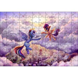 Bulutların Üzerinde İki Midilli Şehrin Üzerinde Görsel Puzzle Yapboz Mdf Ahşap 120 Parça