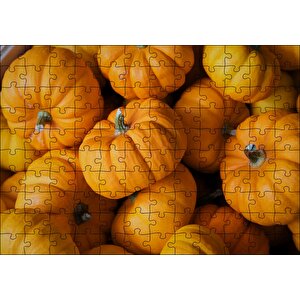 Turuncu Minyatür Kabaklar Yakın Plan Puzzle Yapboz Mdf Ahşap 120 Parça