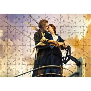 Titanik Öpücüğü Bulutlar Gemi Görseli Puzzle Yapboz Mdf Ahşap 120 Parça