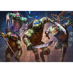 Genç Mutant Ninca Kablumbağalar Görseli Puzzle Yapboz Mdf Ahşap 120 Parça