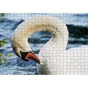 Zarif Beyaz Kuğu Yakın Plan Puzzle Yapboz Mdf Ahşap 500 Parça