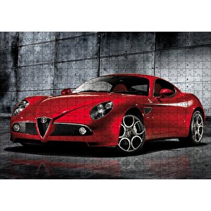 Kırmızı Renk Alfa Romeo 8c Competizione Araba, Puzzle Yapboz Mdf Ahşap 500 Parça