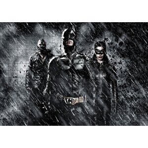 Batman Catwoman Ve Belası Kara Şövalye Görseli Puzzle Yapboz Mdf Ahşap 255 Parça