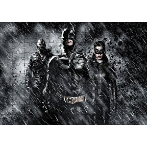 Batman Catwoman Ve Belası Kara Şövalye Görseli Puzzle Yapboz Mdf Ahşap 120 Parça