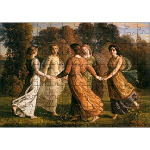 Louis Janmot Bahçede Çember Halindeki Genç Kızlar Puzzle Yapboz Mdf Ahşap 120 Parça