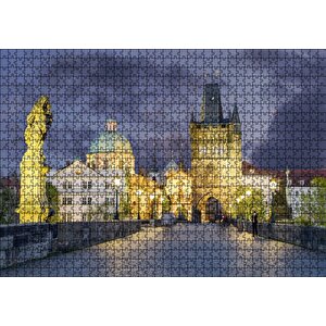 Çekya Prag Karl Köprüsü Puzzle Yapboz Mdf Ahşap 1000 Parça