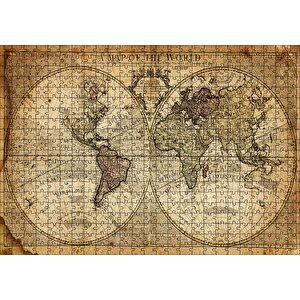 Dünya Haritası 1725 Yılı Puzzle Yapboz Mdf Ahşap 500 Parça