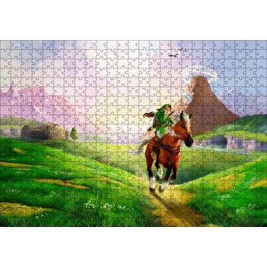 Zelda Ocarina Efsanesi Ve Koşan At Görseli Puzzle Yapboz Mdf Ahşap 500 Parça