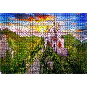 Neuschwanstein Masal Kalesi Almanya Puzzle Yapboz Mdf Ahşap 1000 Parça