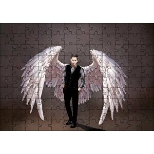 Lucifer Ve Ak Kanatları Dijital Çizim Puzzle Yapboz Mdf Ahşap 120 Parça