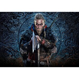 Assassins Creed Valhalla Savaşçı Görseli Puzzle Yapboz Mdf Ahşap 255 Parça
