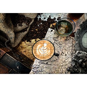Antikalar Haritalar İrlanda Sütlü Kahvesi Görseli Puzzle Yapboz Mdf Ahşap 120 Parça