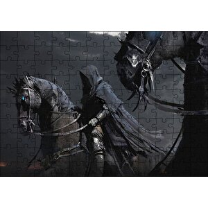 Cakapuzzle Kara Koşumlu Kara Atlar Ve Kara Pelerinli Süvari Puzzle Yapboz Mdf Ahşap