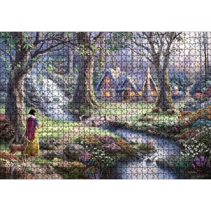 Ağaçlar Arasındaki Kahverengi Ev Fantezi Sanat Periler Puzzle Yapboz Mdf Ahşap 1000 Parça