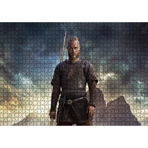 Vikingler Kayalıklar Ve Bulutlu Ragnar Lodbrok Puzzle Yapboz Mdf Ahşap 1000 Parça