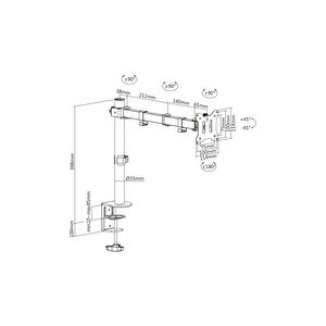Digitus 17"-32" Sıkıştırmalı Tekli Monitör Tutucu