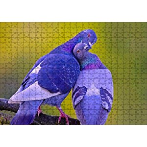 Dalda Sarılan İki Güvercin Puzzle Yapboz Mdf Ahşap 500 Parça