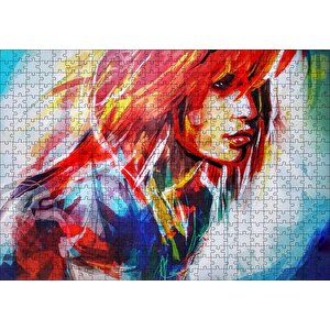 Kızıl Saçlı Kız Dijital Sanat Puzzle Yapboz Mdf Ahşap 500 Parça