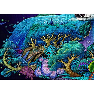 Mavi Mor Temalı Tabiat Puzzle Yapboz Mdf Ahşap 500 Parça