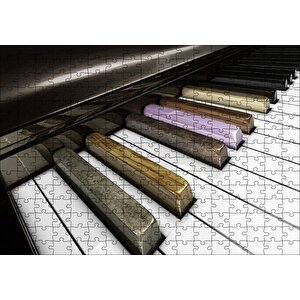 Piyano Tuşları Yakın Çekim Puzzle Yapboz Mdf Ahşap 255 Parça