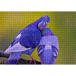 Dalda Sarılan İki Güvercin Puzzle Yapboz Mdf Ahşap 1000 Parça