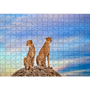 Cakapuzzle  Kayalığın Üzerindeki Çita Çifti Puzzle Yapboz Mdf Ahşap