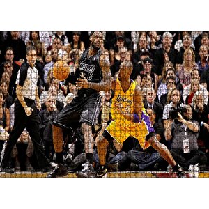 Lebron James Kobe Bryant'a Karşı Puzzle Yapboz Mdf Ahşap 1000 Parça