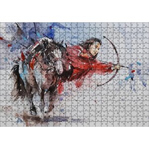 Cakapuzzle At Sırtındaki Okçu Suluboya Efekt Puzzle Yapboz Mdf Ahşap