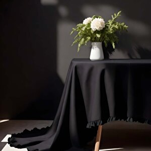 Fırfırlı Kare Masa Örtüleri 160x160 Cm Siyah