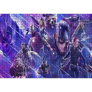 Yenilmezler Tüm Kahramanlar Mavi Işıklar Puzzle Yapboz Mdf Ahşap 1000 Parça
