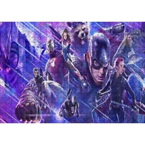 Yenilmezler Tüm Kahramanlar Mavi Işıklar Puzzle Yapboz Mdf Ahşap 500 Parça