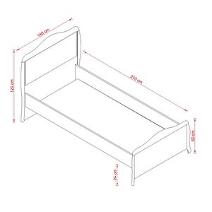 Prestij Krem Genç Odası Tek Kişilik Karyola 120x200 Cm 120x200 cm