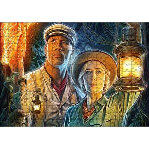 Emily Blunt Dwayne Johnson Fenerleriyle Puzzle Yapboz Mdf Ahşap 255 Parça