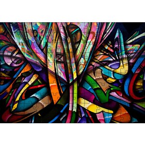 Graffiti İçiçe Renkli Harfler Puzzle Yapboz Mdf Ahşap 120 Parça