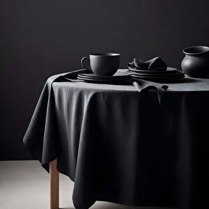 Klasik Masa Örtüsü Yuvarlak 160 Cm Siyah