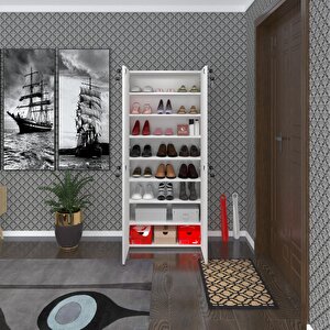 Ayakkabılık Ayakkabı Dolabı Kilitli Be Real Byz 160*70*32 Kapaklı Arkalıklı Ofis Dolabı Iki Bölme