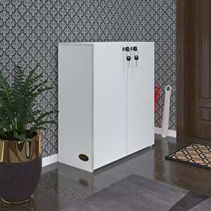 Ayakkabılık Ayakkabı Dolabı Kilitli Be Real Byz 080*70*32 Kapaklı Arkalıklı Ofis Dolabı