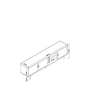 Marin Tv Ünitesi Tv Sehpası 180 Cm , Raflı , Beyaz