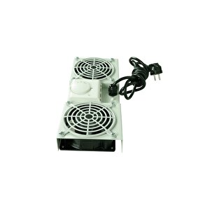 Canovate Gri Rack Kabinet Fan Modülü Termostatlı Duvar Tipi 2li