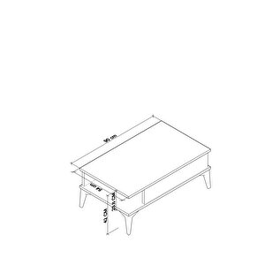 Marin Orta Sehpa , Ceviz , Çizgi Desenli , Raflı